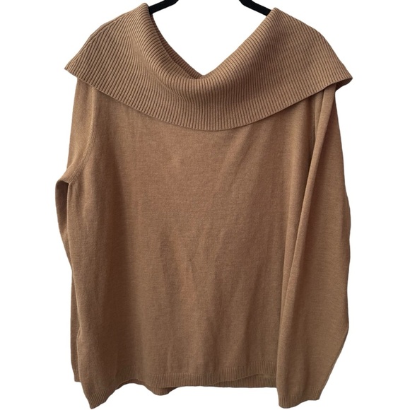 NEW Chico’s Camel Colored Cowl Neck Cozy Holiday Sweater Granola Girl Size XL - Picture 5 of 10